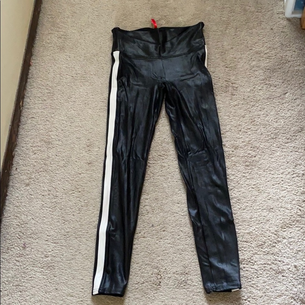 Spank Faux Leather tuxedo stripe legging